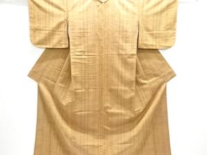 アンティーク　刺し子　縞織り出し手織り紬着物